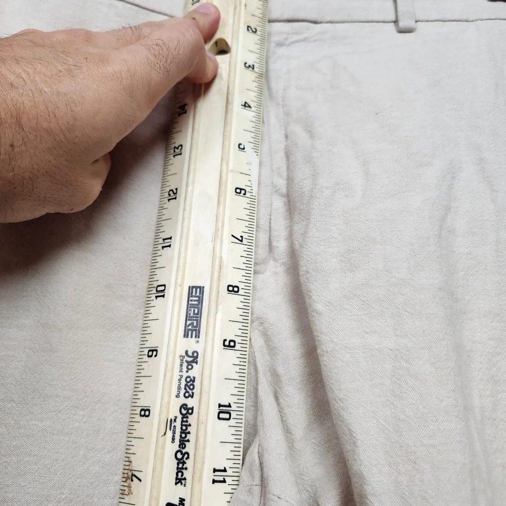 Perry Ellis Linen Blend Pants Mens 36x30 Beige Flat Front Chino Trousers